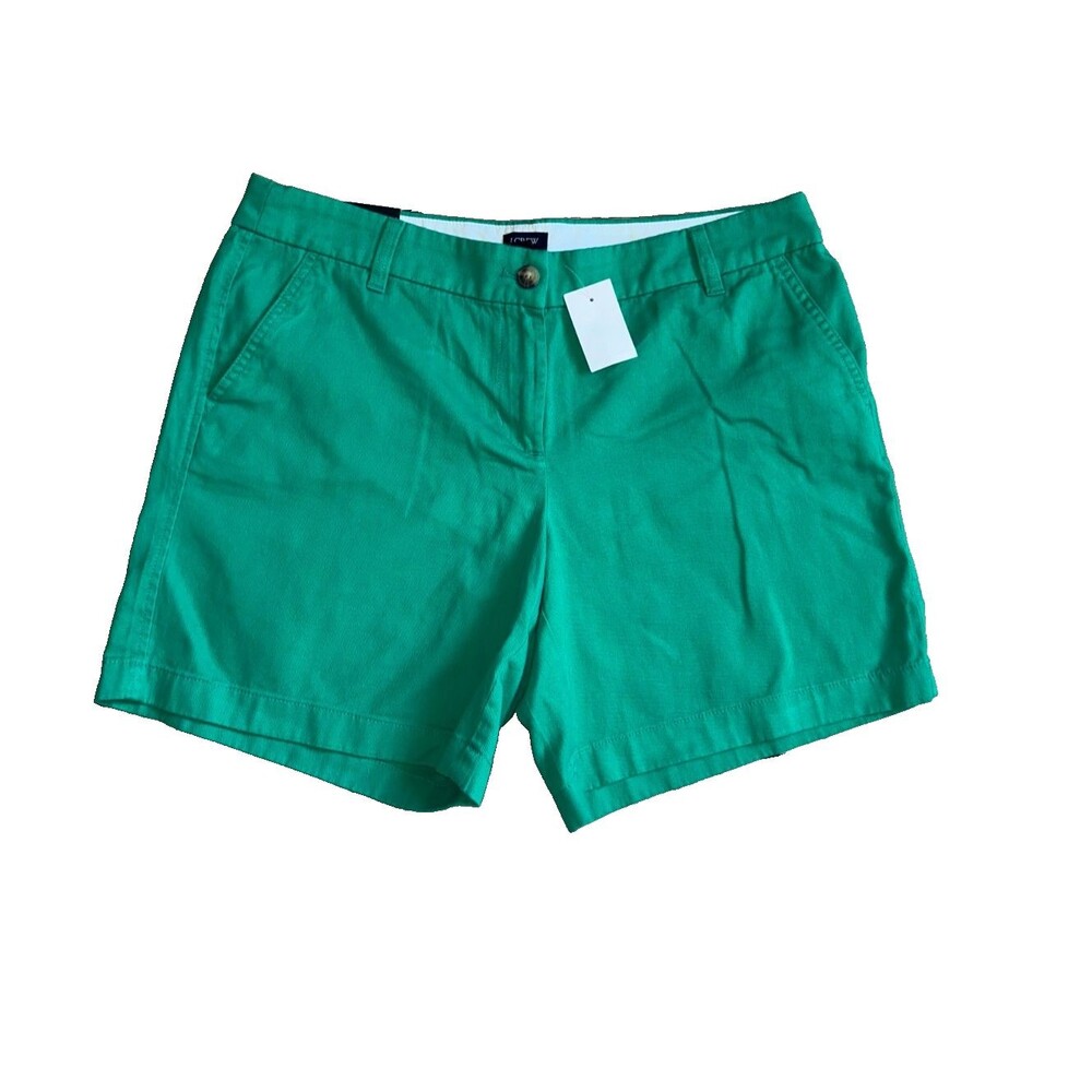 Women's J Crew Factory Green Preppy 7" Classic Chino Short Size 12 - Picture 2 of 5